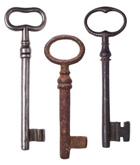 Old key isolated on white.