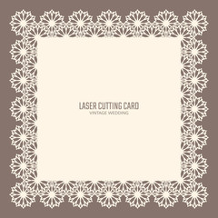 DIY laser cutting vector card. Wedding die cut invitation template. Paper lace cutting. Scrapbook cutout menu.