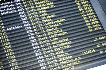 Fototapeta premium Schedule board at Viennese International Airport at Wien Schwech