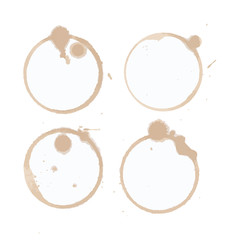 Vector brown coffee circles isolated on white
