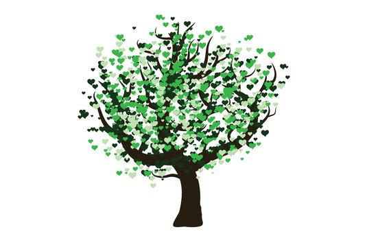 Green vector tree with hearts instead of leaves - LOVETREE