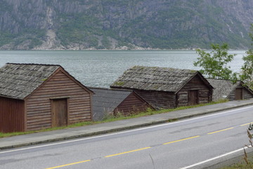 Fototapeta na wymiar Houses at Eidfjord Norway