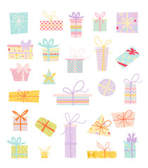 Fototapeta premium Vector set of different gift boxes.