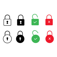 Set of lock icons isolated on white background. Vector illustration.