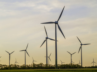 Windpark Parndorf, Austria, wind wheels in the evening, Burgenla