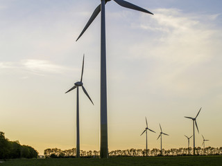 Windpark Parndorf, Austria, wind wheels in the evening, Burgenla