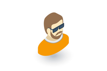 Avatar, man in Sun glasses isometric flat icon. 3d vector colorful illustration. Pictogram isolated on white background