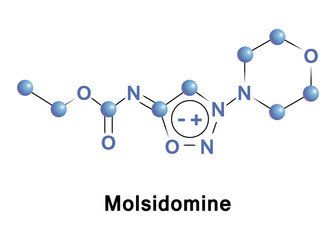 Molsidomine is a long acting vasodilating drug. It is metabolized in the liver to the active metabolite linsidomine. 