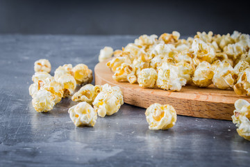 popcorn on a gray background