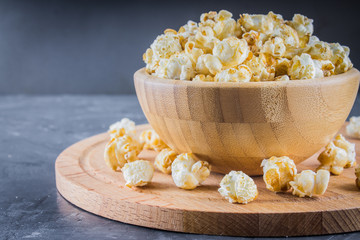 popcorn on a gray background