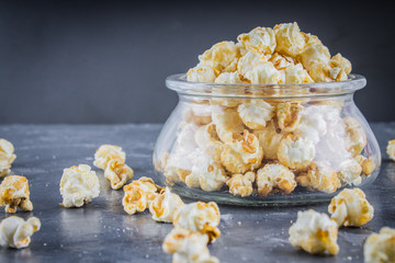 popcorn on a gray background