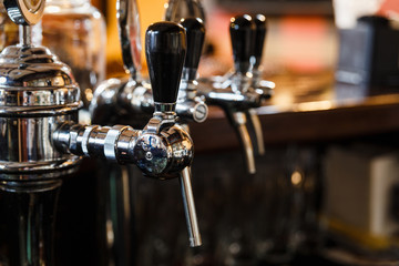 Close-up of the beer pipes