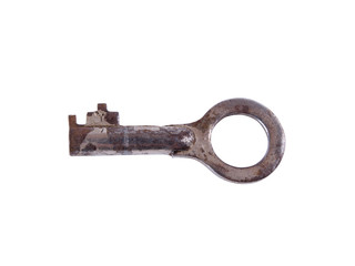 Metal chain and lock on white background