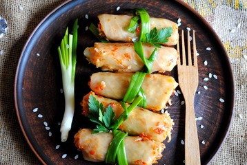 cabbage rolls with rice and meat
