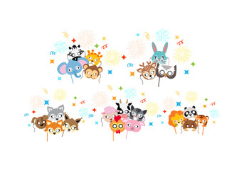 Animal Carnival. Collection of Cartoon Masks.