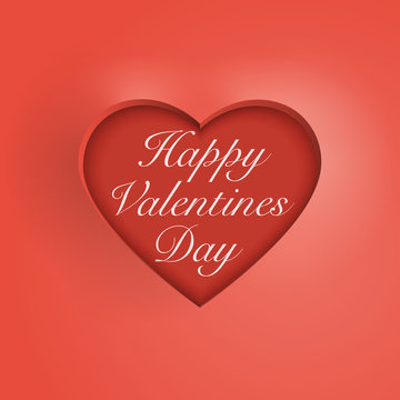Vector valentine day card design with heart and text on red background 