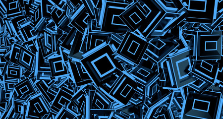 Dark abstract background with kvavdratnymi elements. 3d rendering.