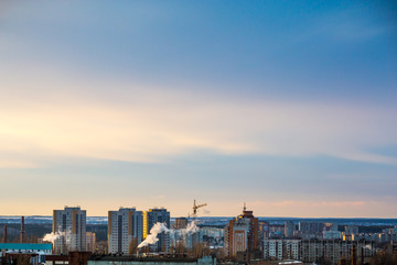 Panoramic cityscape of Voronezh modern city, new block and concrete houses 