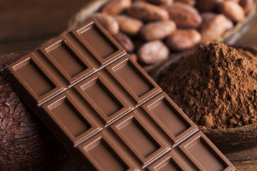 Chocolate sweet, cocoa and food dessert background