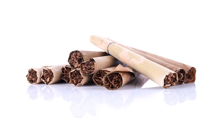 Thai cigars close up on background