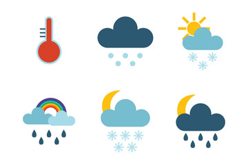 Set of climate forecast weather icons vector.