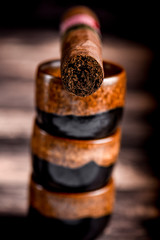 close up on cigar tip