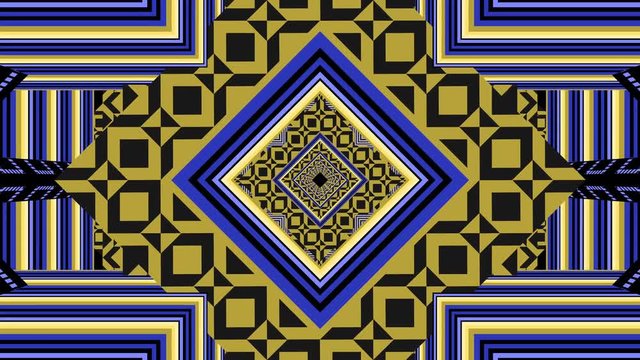 3D abstract gold on blue, magic lines, loops, for video-mapping and stage show