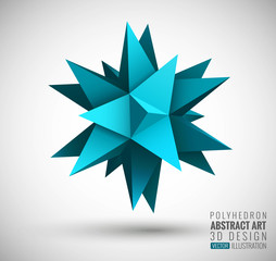 Abstract explosion. Vector polyhedron.