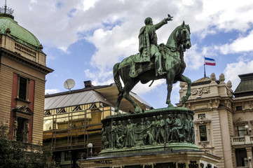 Fototapeta na wymiar Beograd, statue of Knez Mihailo, Serbia-Montenegro, Belgrade