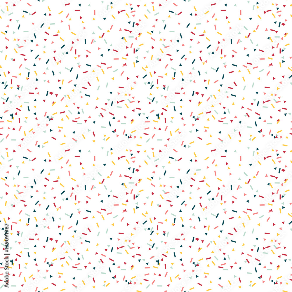 Poster Modern Abstract Vector Confetti Background. Seamless colorful  triangles and stripes pattern.