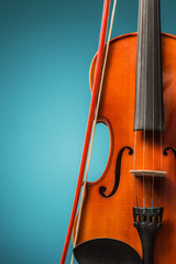 The violin front view on blue © master1305