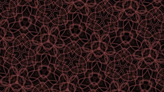 Animated video background with red lace patterns on black area. Geometric line ornament