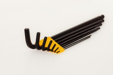 New hex wrench set on white background 