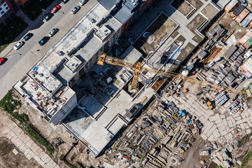 aerial  view of the building construction site