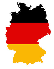 Fototapeta premium Deutscvhlandkarte in Schwarz/Rot/Gold