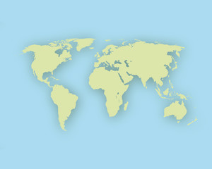 Fototapeta na wymiar Karte der Welt mit Schatten