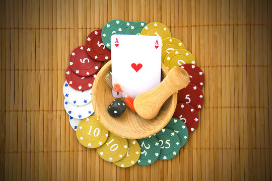 Gambling Chips With Playing Card 