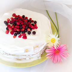 cake with fresh berries