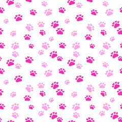 Vector fashion seamless pattern with cat's trace. Doodle style