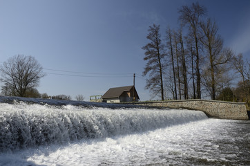 Weir on Opava river in Opava city