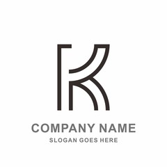 Monogram Letter K Circle Square Strips Architecture Interior Furnishing Business Company Stock Vector Logo Design Template 