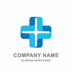 Medical Pharmacy Geometric Cross Square Origami Hospital Clinic Business Company Stock Vector Logo Design Template 