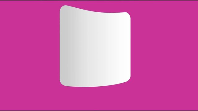 Thank you animated banner with white slip of paper, handwritten caption on pink background