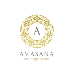 Luxury Boutique logo, Calligraphic Emblem element, vector illustration 