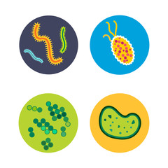 Bacteria virus microscopic isolated microbes icon human microbiology organism and medicine infection biology illness pathogen mold vector illustration.