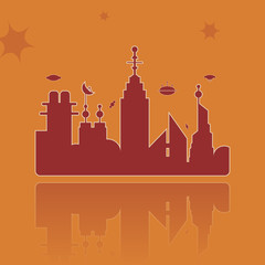 Obraz premium Vector illustration of futuristic ciy.