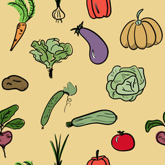 Hand drawn vegetable seamless pattern. Vector illustration