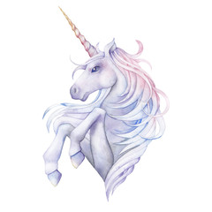 Obraz na płótnie Canvas Cute watercolor unicorn