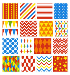 Set of Seamless Carnival Circus Festive Patterns