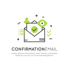 Vector Icon Style Illustration of Confirmation Email Notification or Push Message, Newsletter Information Post, Isolated Object